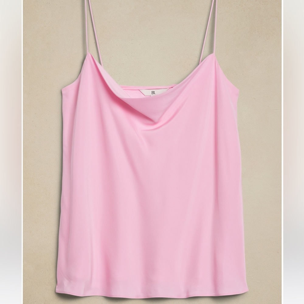 Silk Pink Cowl Neck Camisole Tank Top